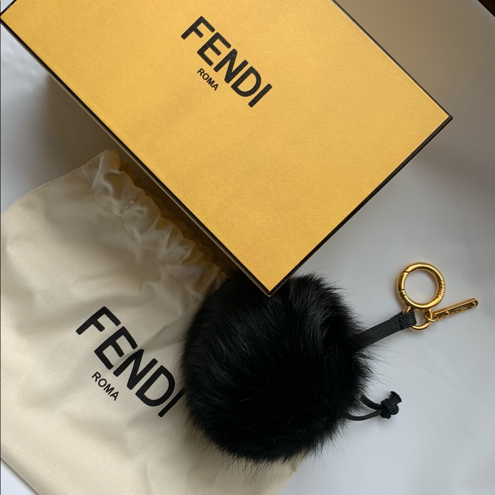Fendi Black Fur Pom Pom Keychain